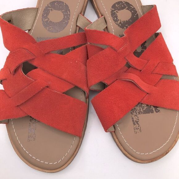 Sorel ELLA Orange Woven Suede Leather Slide Sandals - Picture 10 of 13